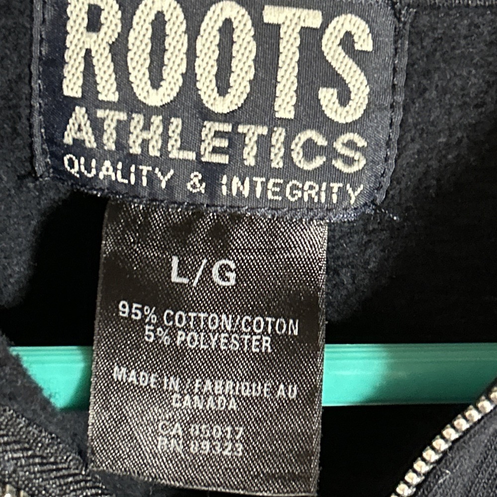 Vintage Roots Athletics Canada 1/4 Zip Pullover Sweatshirt 1990's L Black - Picture 4 of 6